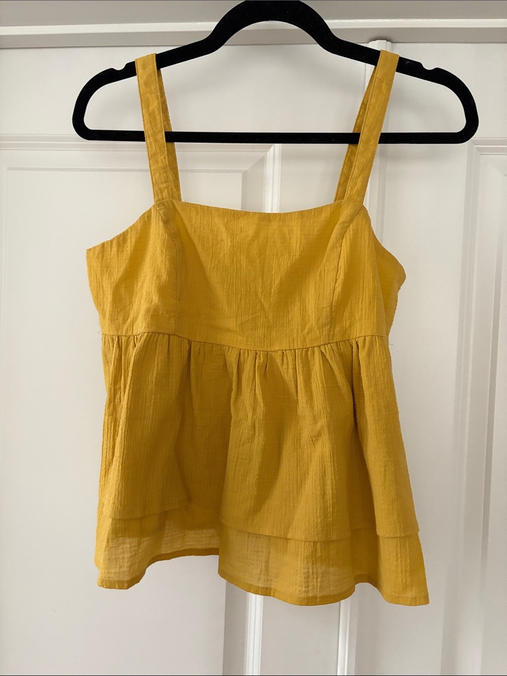 100% Cotton Lightweight Mustard Yellow Peplum Tank Top - Women Small